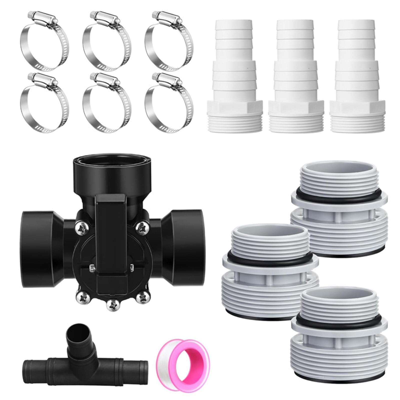 Tfaoys Black 1 Set Filter Hose Adapter Set 3 Way Diverter Valves Pool Maintenance Valves Filter Hose Conversion Abs Texture Swimming Pool Adapter