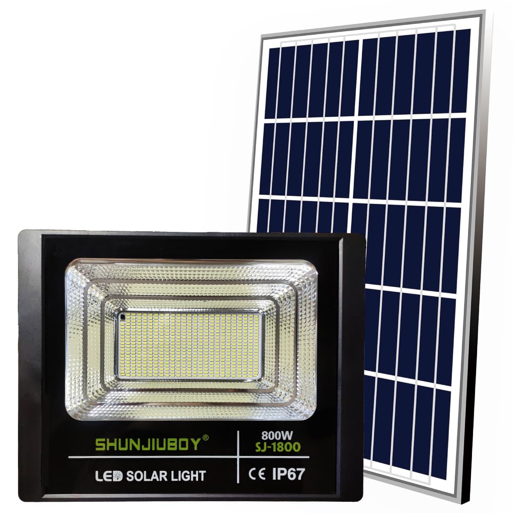 Faretto A Led Da 800W Smd Con Pannello Solare Sensore Crepuscolare E Telecomando