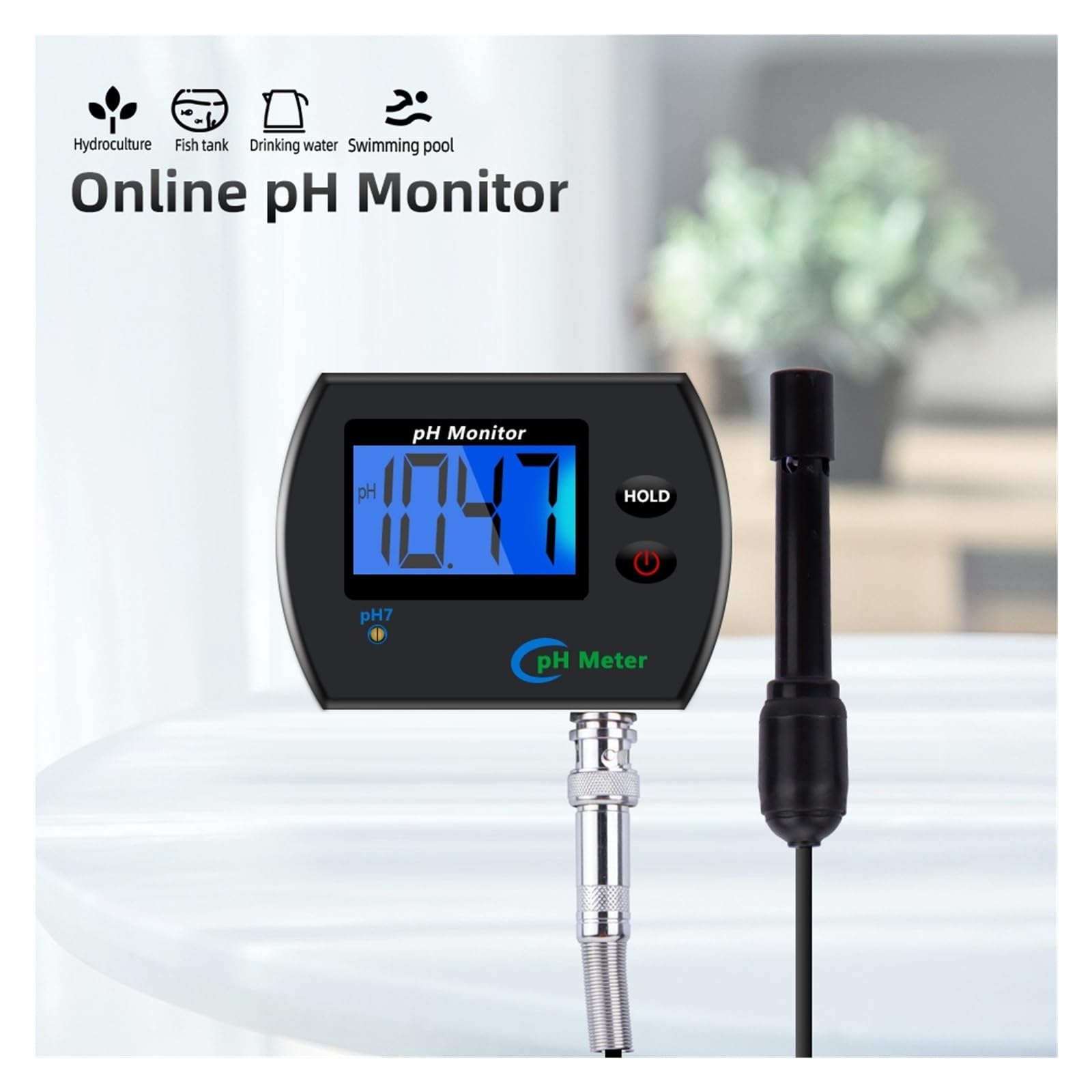 Miernik pH Monitor jakości wody online do akwarium Wieloparametrowy monitor,Odporność na korozję