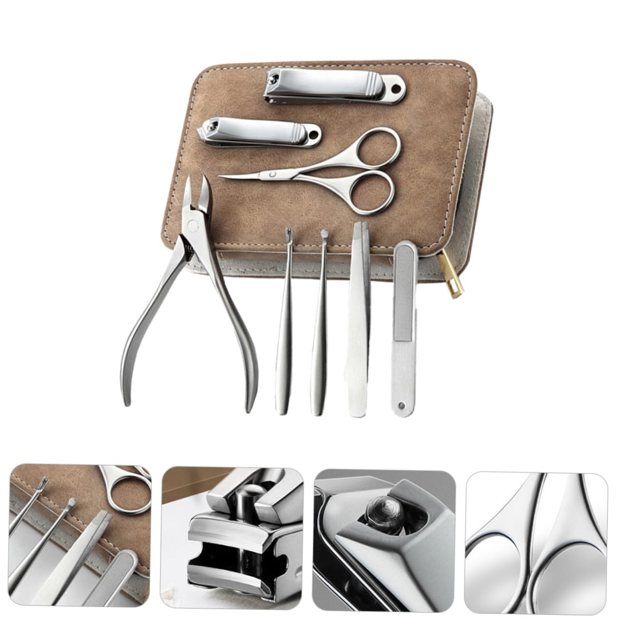 Gatuida Kit De Manucure En Acier Inoxydable 8 Pièces Ensemble Coupe-ongles Professionnel Taille Compacte Pour Adultes Soins Des Mains Pieds Paquet De Rangement