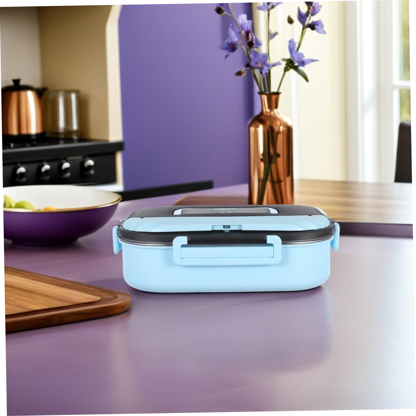 34oz Boîte à Lunch Acier Inoxydable avec Compartiments Doubles Hermétique et Étanche pour Pique-niques et Travail Convient à Micro-ondes et Lave-vaisselle