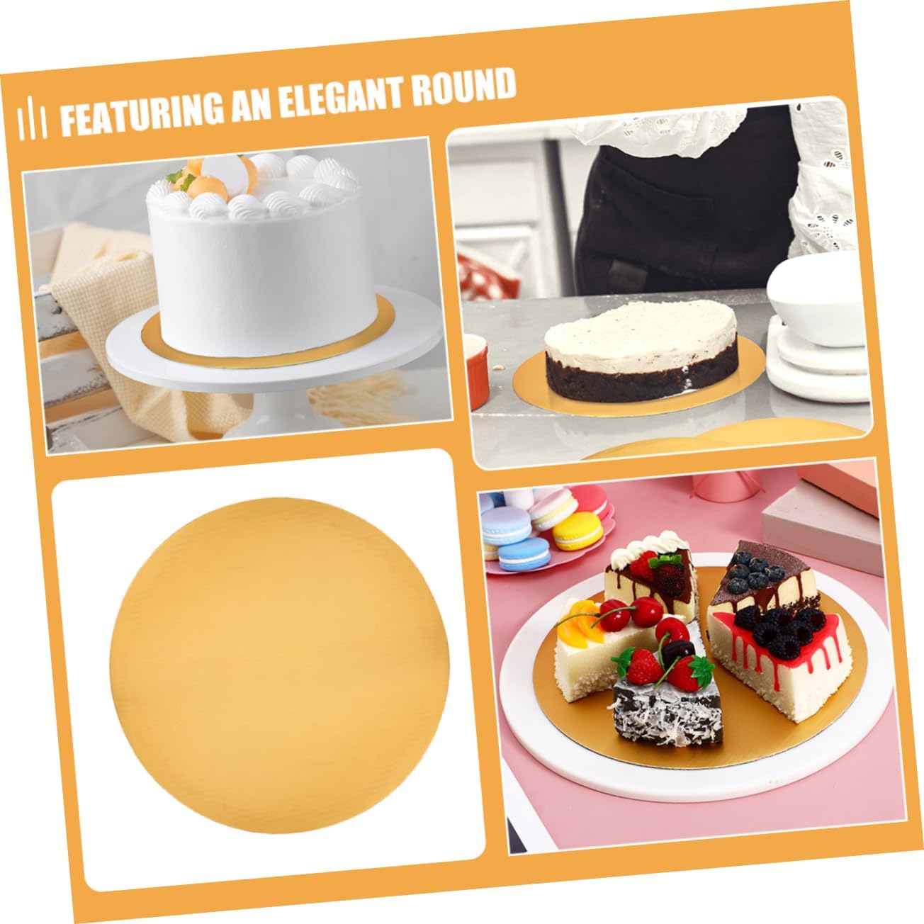 Unomor 20pcs Cake Boards Round Disposable Circles Corrugated Cardboard Cake Bases for Decorating Desserts and Parties and Events