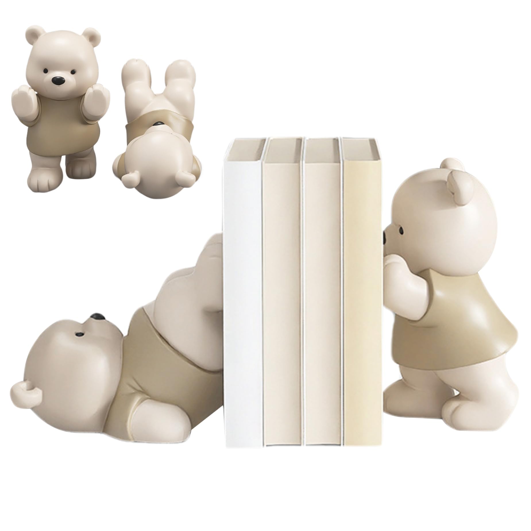 1 paio di fermalibri decorativi a forma di orso, in resina, per mensole, scrivania, casa, ufficio, antiscivolo e impermeabile, simpatico regalo di inaugurazione della casa