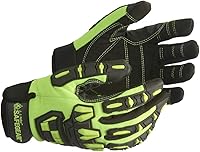 Vista 1 de Guantes mecánicos reductores de impactos, EN388 y ANSI A1 resistentes a cortes, negro y verde lima, SAFEGEAR