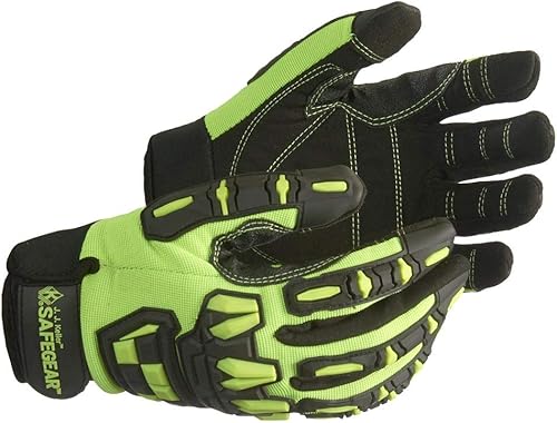 Guantes mecánicos reductores de impactos, EN388 y ANSI A1 resistentes a cortes, negro y verde lima, SAFEGEAR