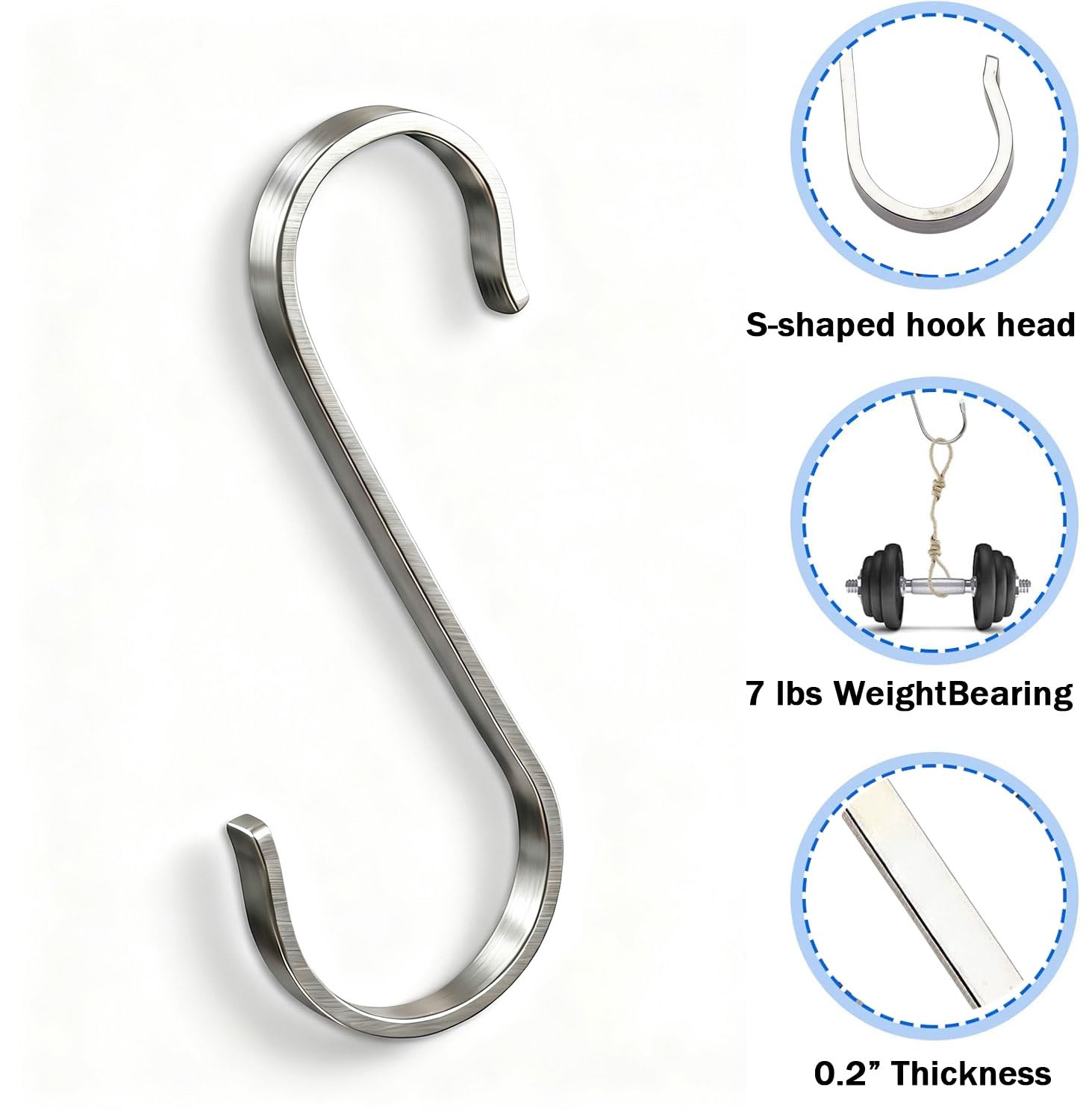 Stainless Steel S Hooks - 10 Pack -4