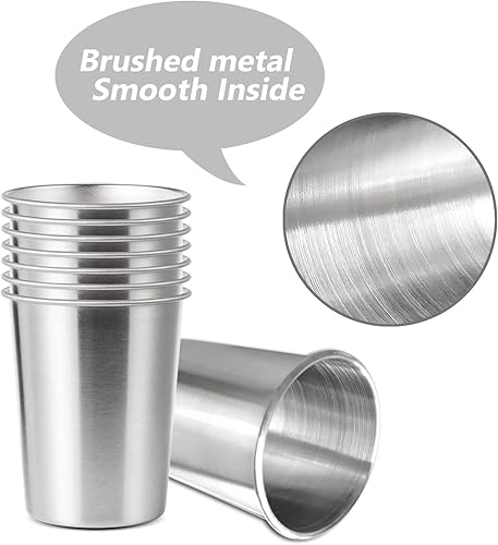 Miniatura 3 de Paquete de 8 vasos de acero inoxidable de 6 onzas para niños, sin BPA, de metal saludable, inastillable, apilables, vasos para beber