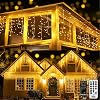 Qedertek 15,3 m ijsregen lichtketting voor buiten/binnen, 612 leds, ijsregen, lichtgordijn, kerstverlichting, 8 modi, timer, dimbaar lichtsnoer met afstandsbediening, kerstdecoratie, balkon (warmwit)