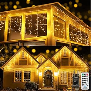 Qedertek 15,3 m ijsregen lichtketting voor buiten/binnen, 612 leds, ijsregen, lichtgordijn, kerstverlichting, 8 modi, timer, dimbaar lichtsnoer met afstandsbediening, kerstdecoratie, balkon (warmwit)