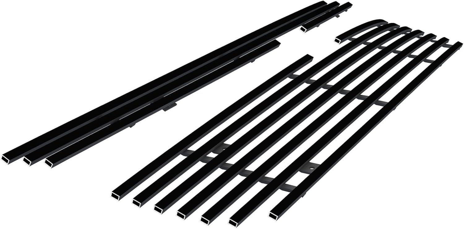 APS Premium Stainless Steel SS Black Billet Grille Grill Insert Compatible with Chevy Equinox 2005 2006 2007 2008 2009 Main Upper N19-H43756C