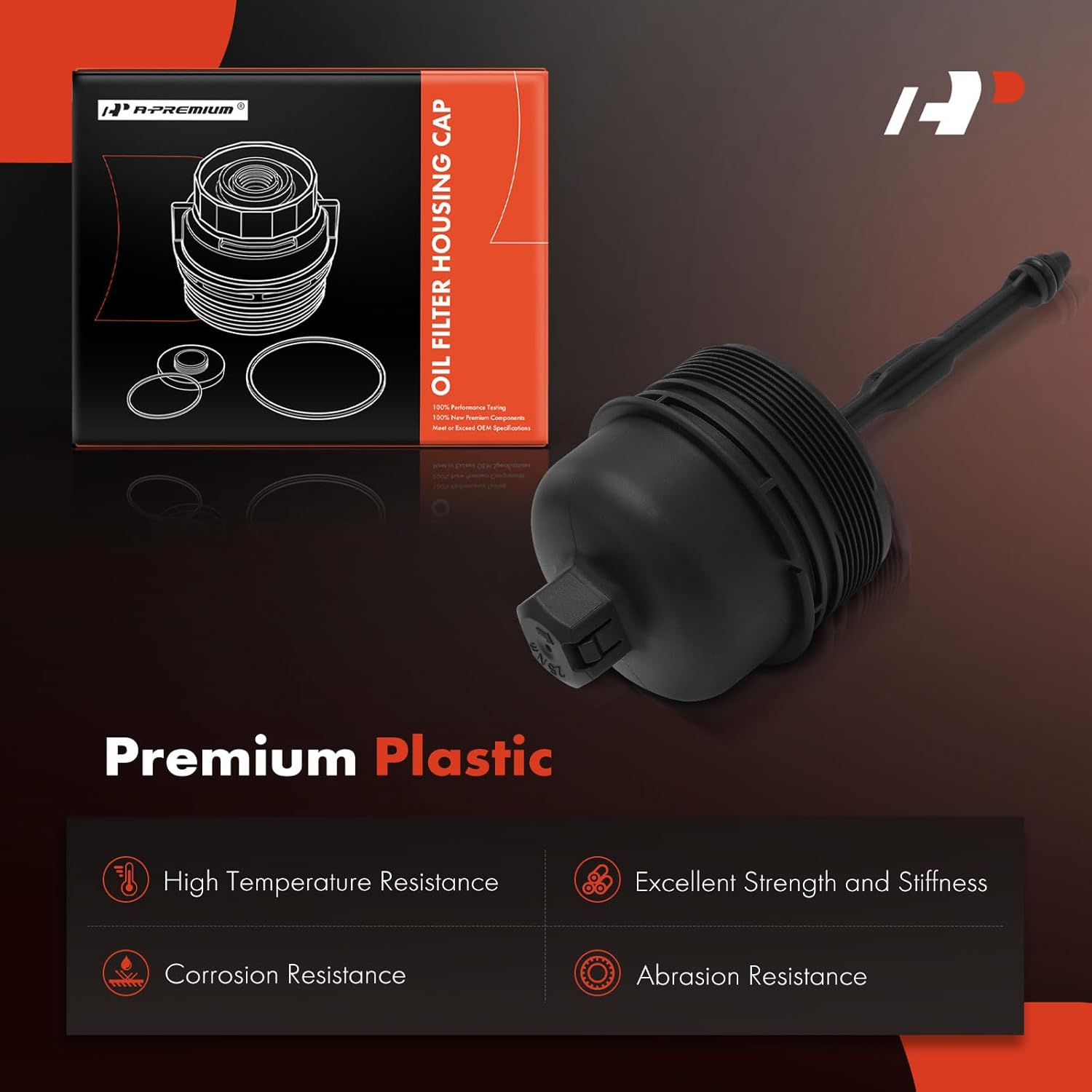 A-Premium Oil Filter Housing Cap Assembly Compatible with Hyundai Sonata 2010, Genesis 2009-2012, Veracruz 2007-2012 & Kia Sorento 2008-2009, Sedona 2010, Borrego 2009-2011, Replace# 263503C300