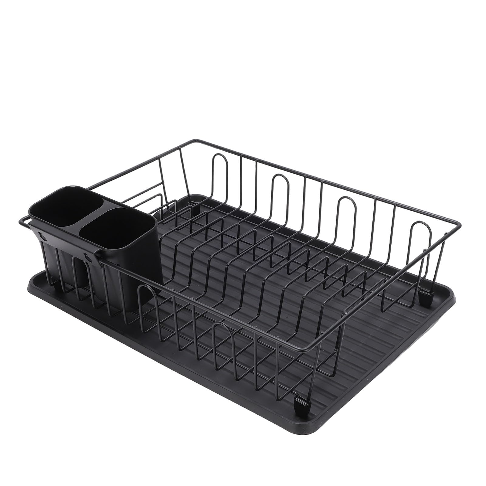 Luocute Égouttoir à Vaisselle en Métal avec égouttoir et Planche (Black)