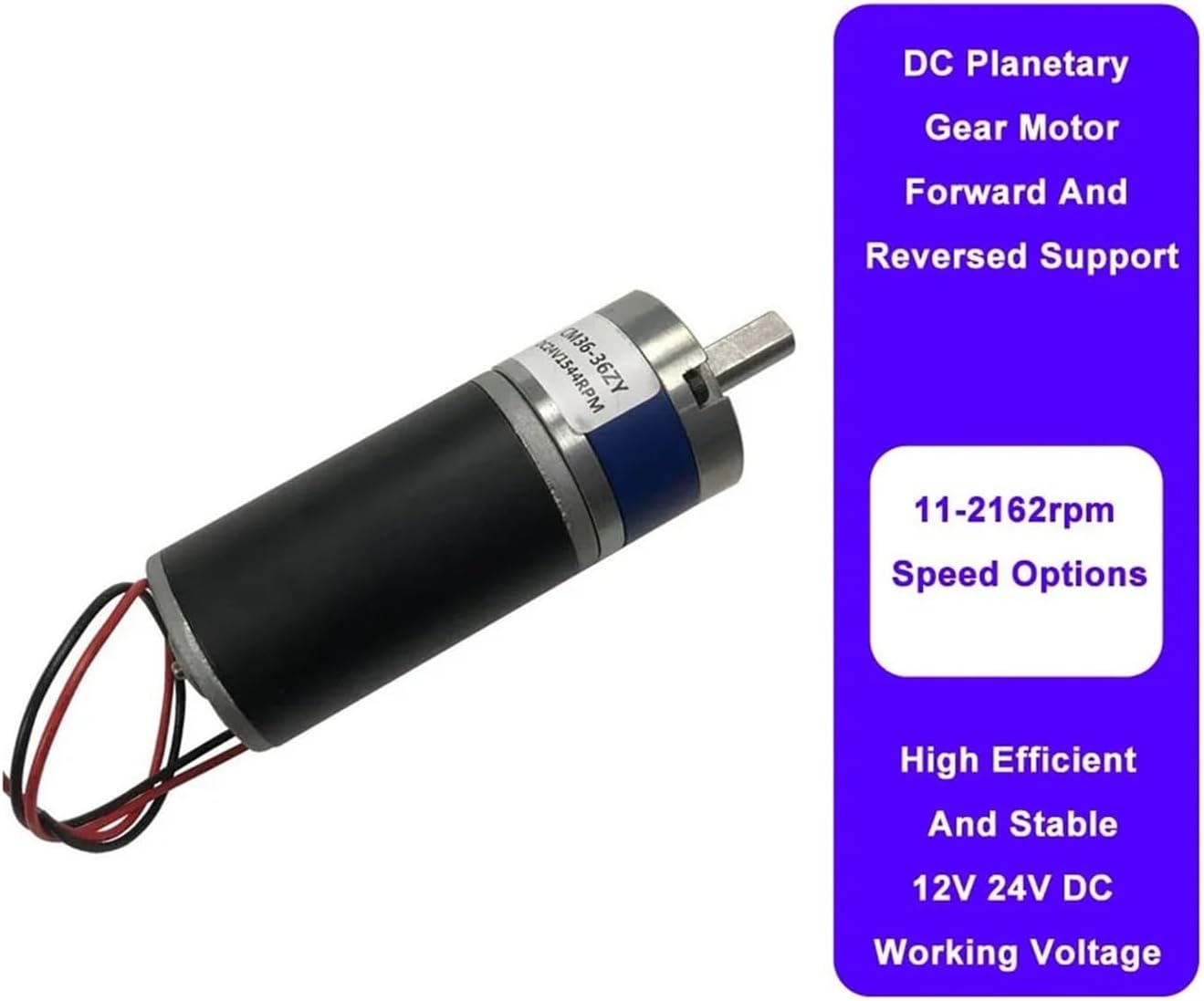 36MM All-Metal Planetary Gear Motor Micro Gear Reduction DC Motor Steel Tube Motor Customized 12V 24V Large Torque(12V 38RPM)