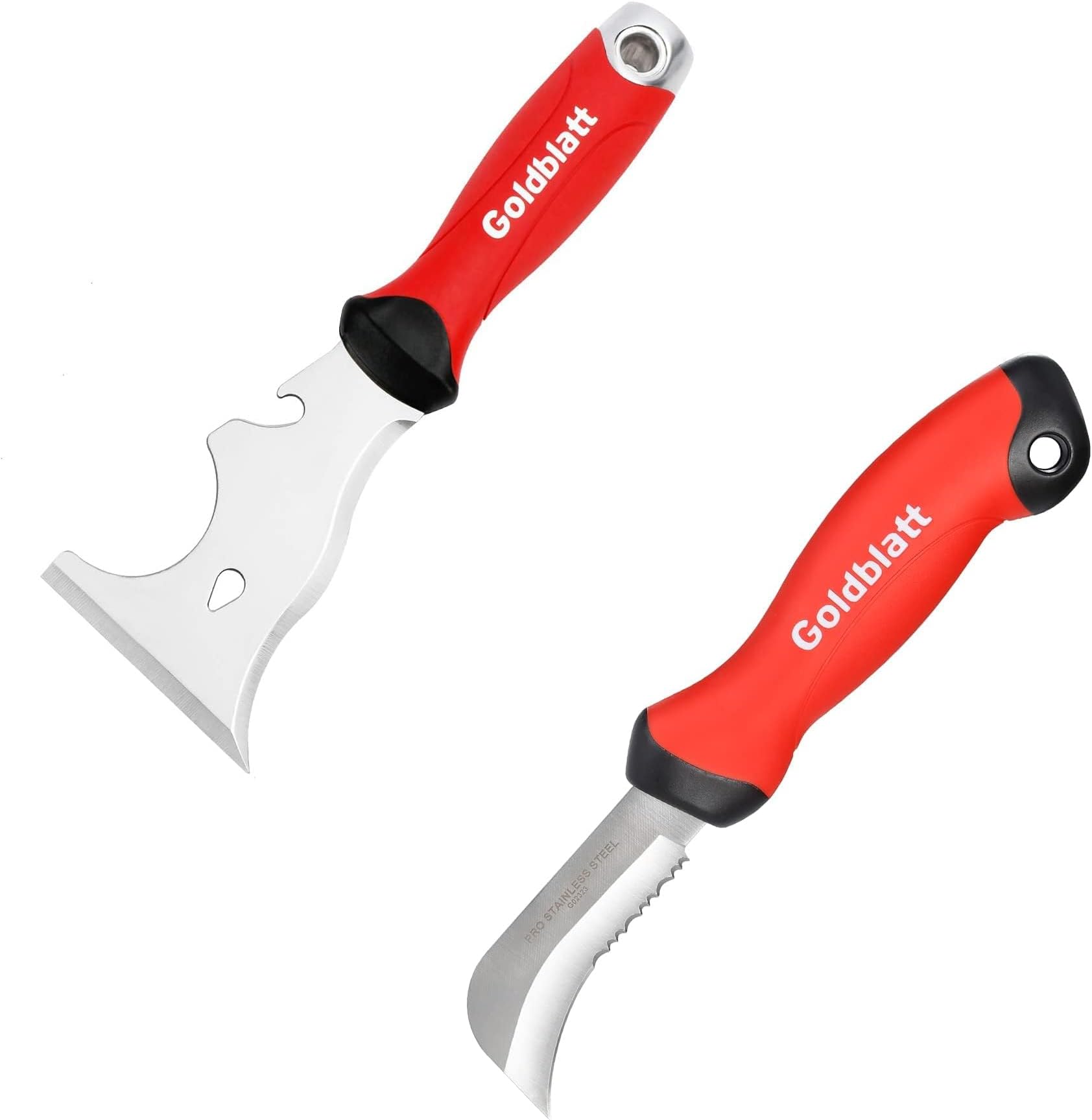 Goldblatt Linoleum Knife - Stainless Steel Roofing Flooring Knife & Goldblatt 9-in-1 Drywall Paint Scraper, Stainless Steel Putty Knife Scraper