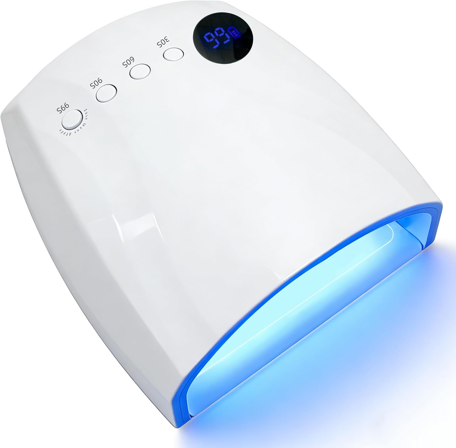 Cordless UV Nail Lamp, 96W UV LED Nail lamp for Gel Polish & Acrylic Nails, Fast Curing Nail Light with 4 Timers, Detachable Base, Auto Sensor, 45 LED Beads, Salon & Home Use (White)