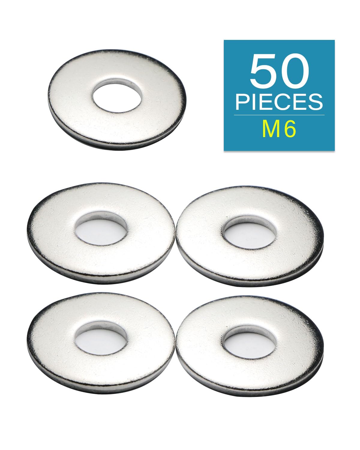 IMScrews M6 Extra Large Flat Washers - 304 Stainless Steel Washers GB5287 - Heavy-Duty Hardware for Superior Load Distribution - Pack of 25