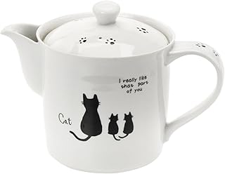 美濃焼 MH ポット 大 (筒型茶こし付) くろねこ 051124