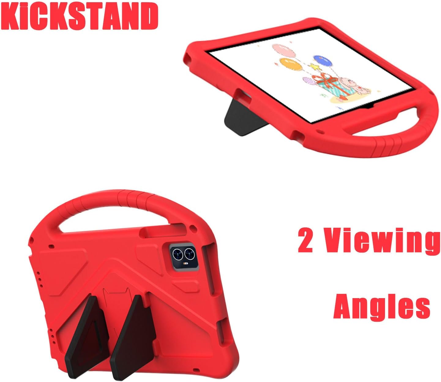 Kids Case for Onn 10.1" Gen 4, Children Friendly EVA Foam Protective Stand Handle Cover for Walmart Onn 10.1" 4th Generation 2024 Tablet - Red