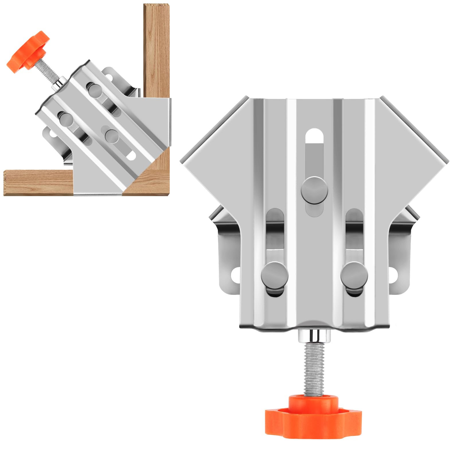 2 PCS Corner Clamps for Woodworking, Multipurpose Stainless Steel 90 Degree Right Angle Clamp with Adjustable Swing Jaw For Wood, Metal Pipe, Steel Rod, And Glass