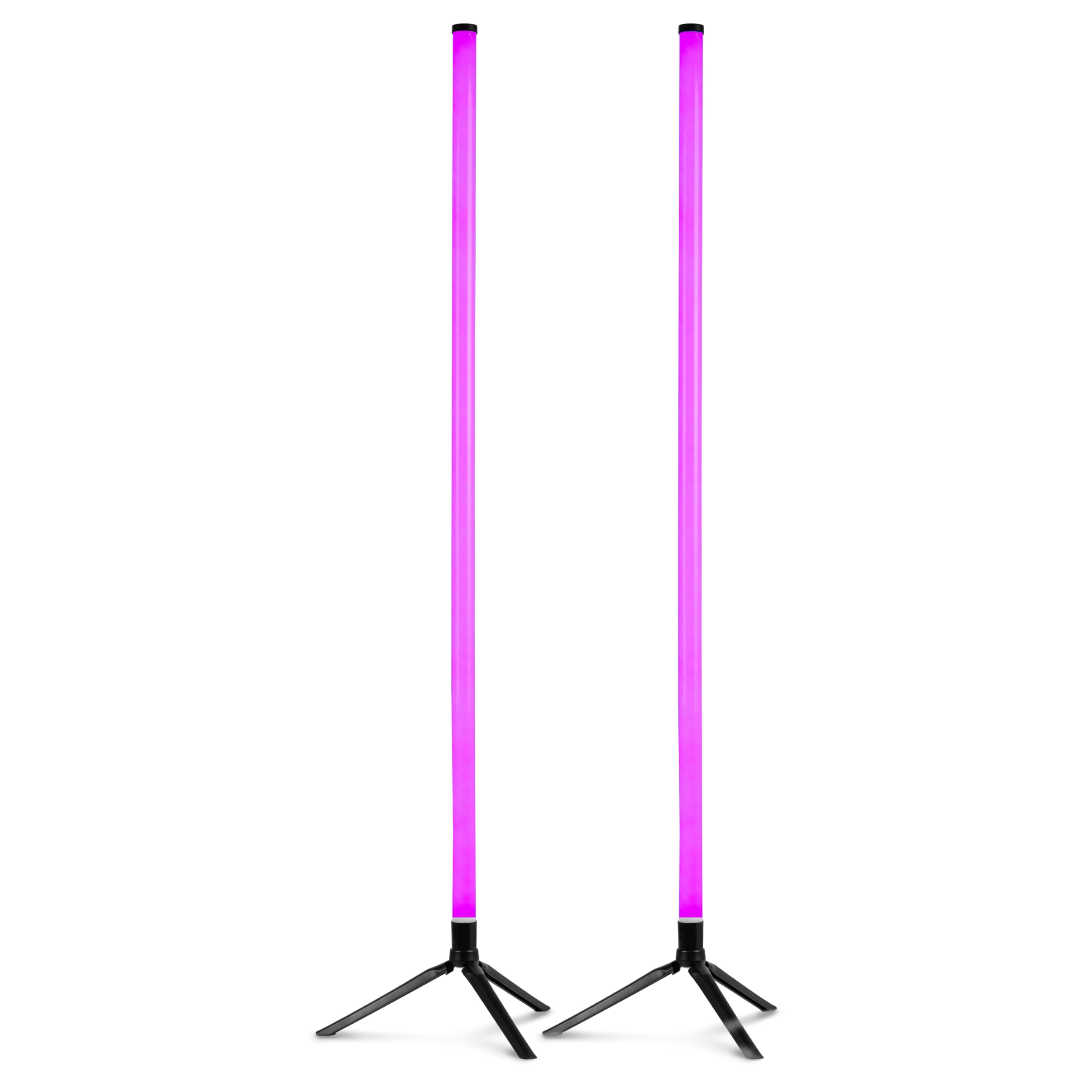 Fuzzix Starry - RGB LED Stehlampe 2er Set - Stehleuchte mit 360° LEDs, App & Fernbedienung, Musiksteuerung, Dimmbare Standleuchte, USB-C, RGB Lampe indirekte Beleuchtung Wohnzimmer