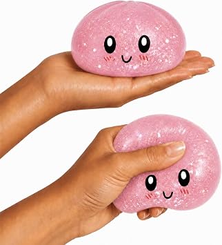 Rare Dumpling Shaped Squishy Toy Pink Glitter Sensory Collectable