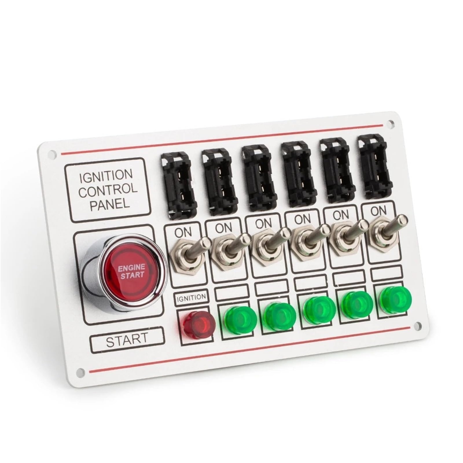 silnika Stater 12V Racing Switch Panel Race Car Ignition Accessory Engine Start 6 Lampka kontrolna 6 Bezpiecznikowy przełącznik szybkiego wyłączania włącznik zapłonowy rozrusznik