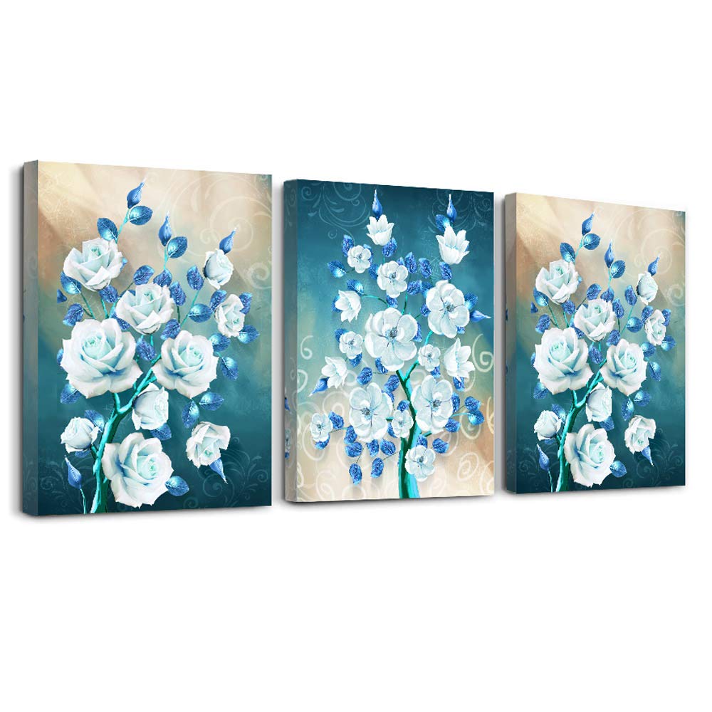 Canvas Wall Art for bedroom Wall Decor for kitchen restaurant decorations abstract Canvas art Prints modern flower paintings pictures dining room bathroom Home decoration artwork 12" x 16" 3 Piece