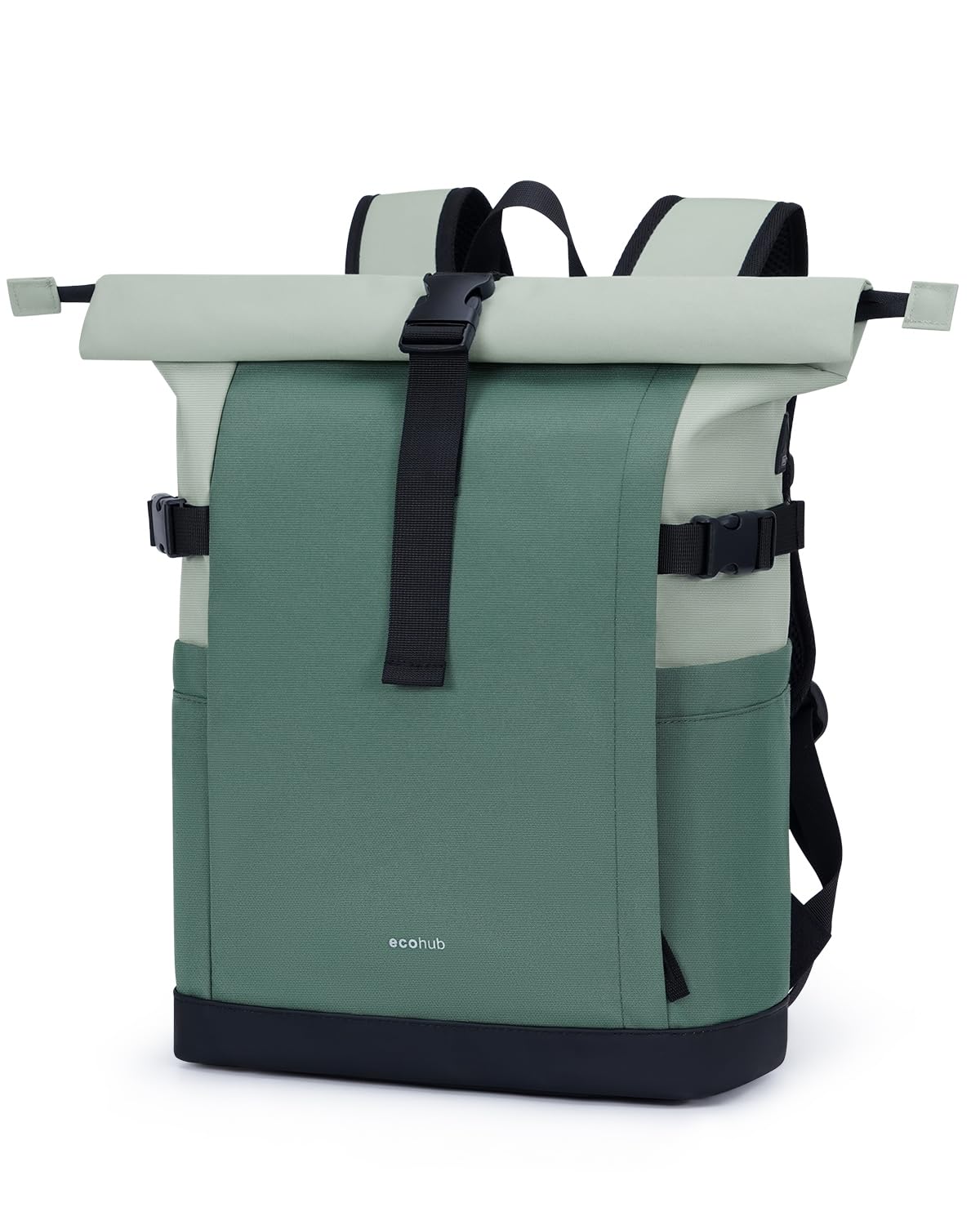 ECOHUB Rolltop Rucksack 20–27L, 15.6 Zoll Laptop Rucksack mit Schnellzugriff auf das Hauptfach ohne Öffnen des Rolltops, Urbaner Tagesrucksack für Alltag, Arbeit, Uni und Reisen(Forest Sage) - 1