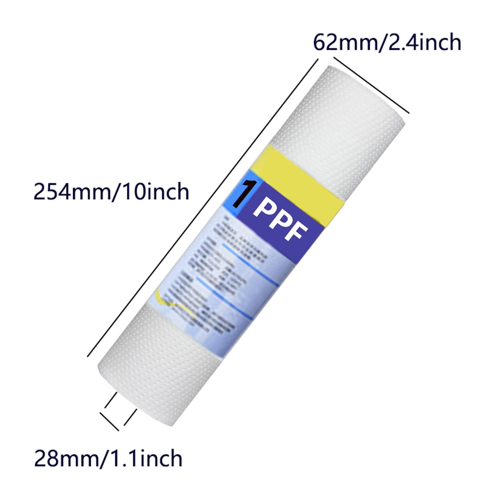 Filtre à eau domestique 1 micron 25,4 x 6,3 cm, 8 cartouches de rechange universelles pour sédiments, pour système d'osmose inverse sous évier