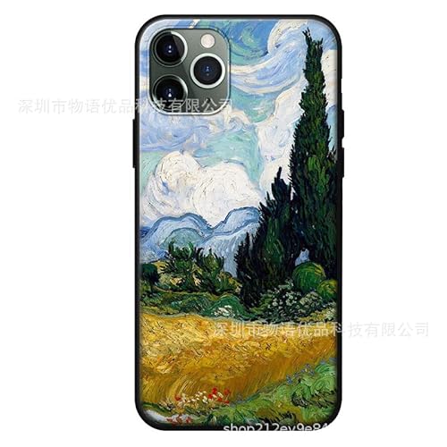 Bostepy Custom Case For Iphone 13 12 Pro Max 11 Mini Xr Xs X 7 8 Plus Se 2020 2022 6S 6,Personalized Van Gogh Starry Night Sunflowers Slim Protective Phone Black Cover #TOP2
