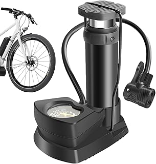 フロアポンプ - 足踏式 空気入れ | 11 バール 高圧 車用 床置き ポンプ 圧力計 ニードル バルブ 付き - オートバイ タイヤ 自動車 ボール スクーター 対応