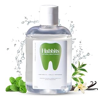 Habbits Vanilla Natural Mouthwash - 250ml | Teeth Whitening & Stain Remover Mouth Wash | Oral Care, Sensitivity Relief, Fresh Breath, Anti-Cavity & Gum Protection | Alcohol-Free | n-HAP & Peppermint