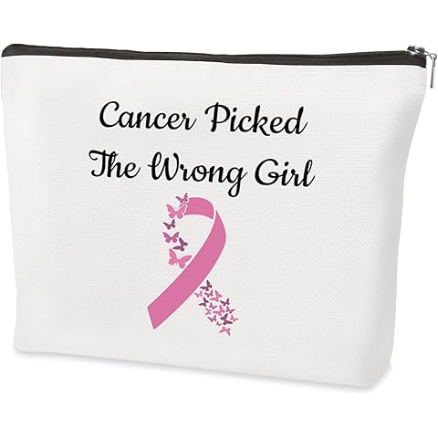 Breast Cancer Awareness Cosmetic bag Breast Cancer Survivor Gifts Pink Ribbon Cance...