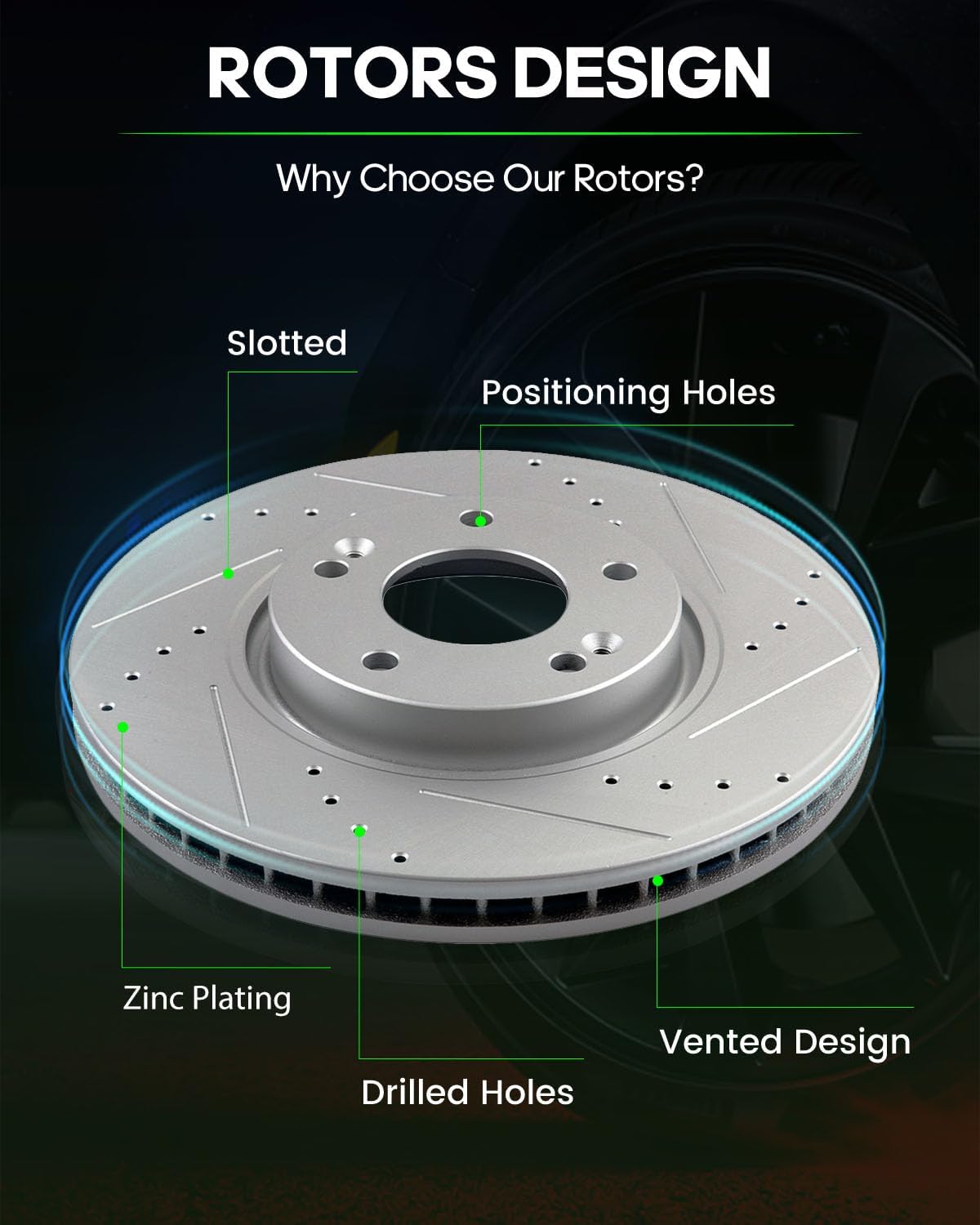SCITOO Front Disc Brake Rotors Kits Fit For Hyundai Sonata/Tucson/Veloster,For Kia For Sportage/Forte/Forte Koup / Forte5 / Optima/Rondo