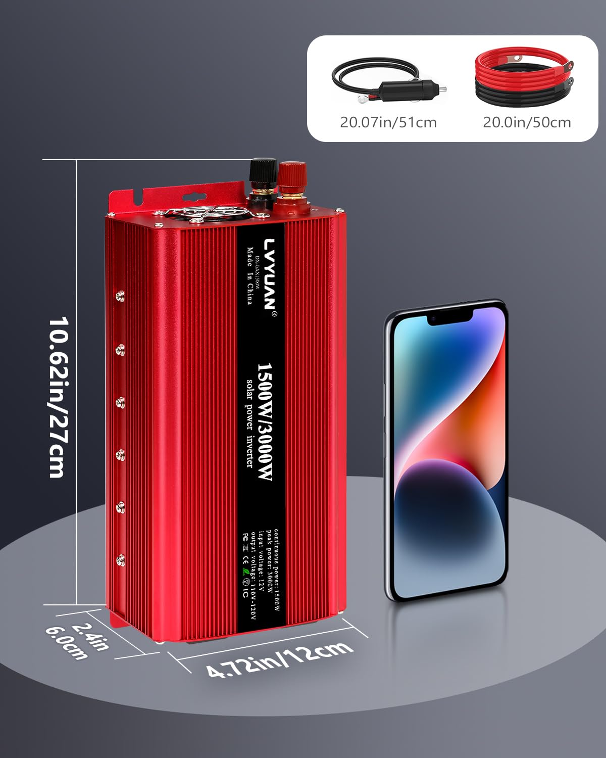 LVYUAN 1500W/3000W Power Inverter Dual AC Outlets and Dual USB