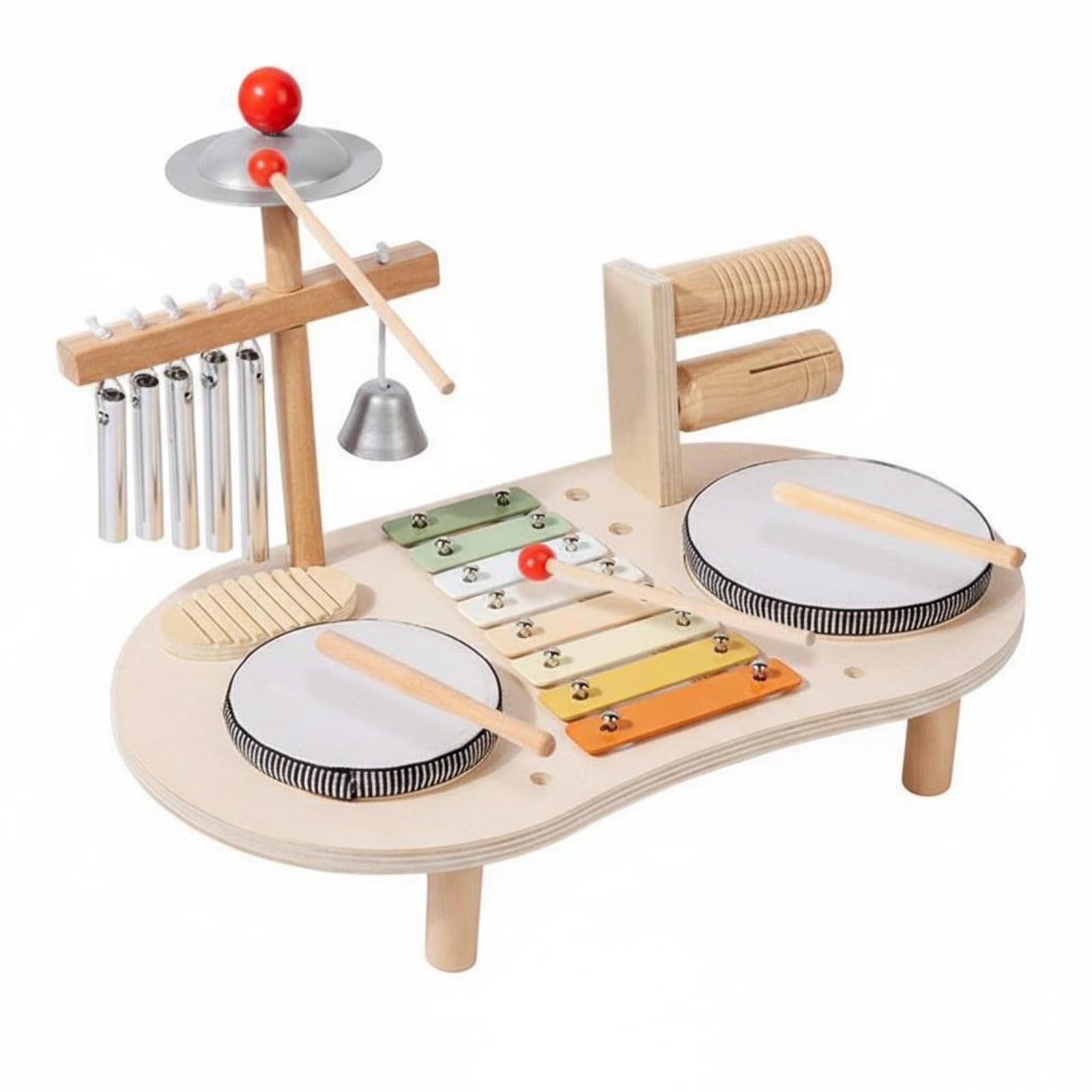 Strumento Musicale Percussioni in Legno Giocattolo Educativo per Bambini con Piastre Sonore E Bacchette Set Ritmico per Sviluppo Coordinazione Manuale