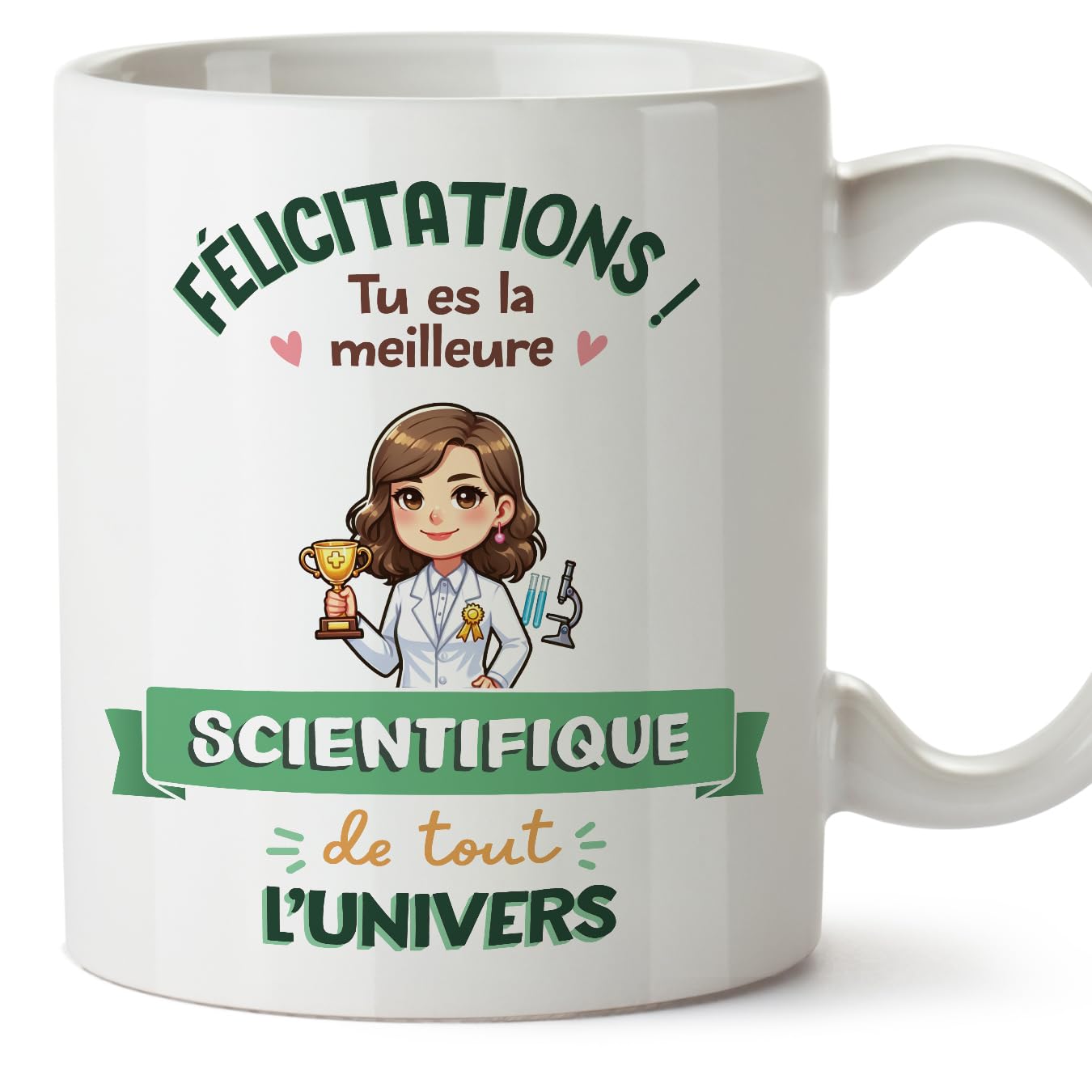 MUGFFINS Scientist Woman Mug - in French - Meilleur Univers Trophée - Funny Gift for Colleagues - Ceramic 11oz Mug — image 1