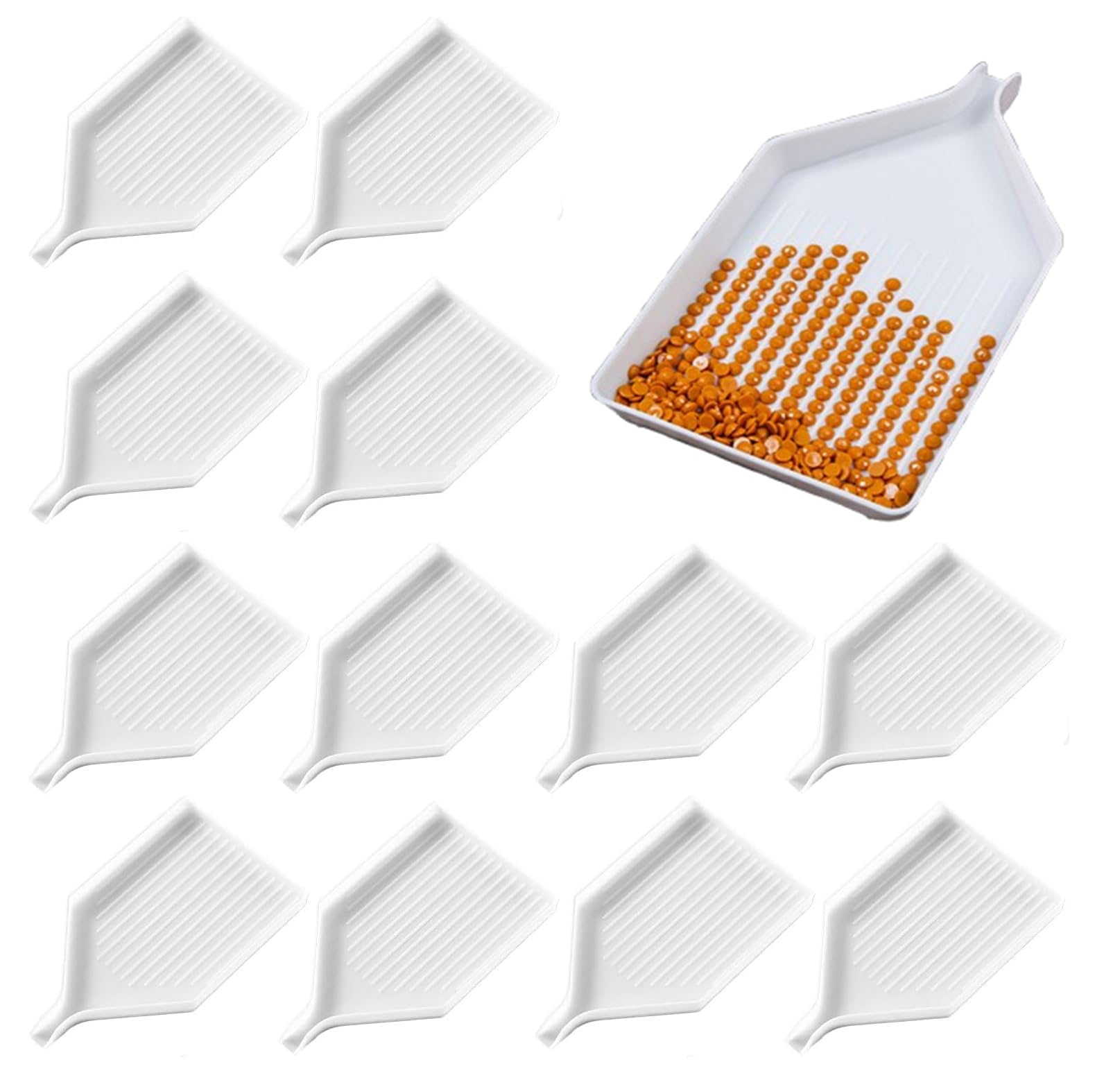 12Pcs Diamond Art Painting Trays,Plastic Reusable Bead Sorting Trays for Rhinestone Gems,Nail Arts Plate,Diamond Cross Stitch Dotting Accessories & Storage Containers-image-2