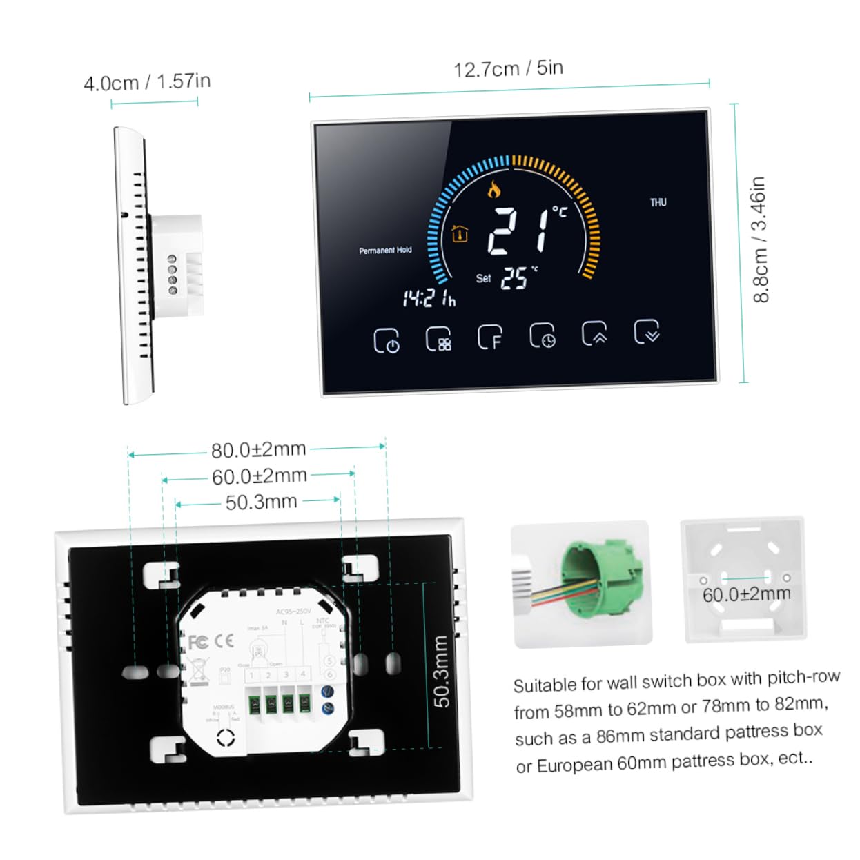DOITOOL Termostato Inteligente Para Calefacción De Suelo Termostato Digital Doméstico Controlador De Temperatura Para Sistema De Suelo Estándar Función De Ahorro De Energía Para Uso