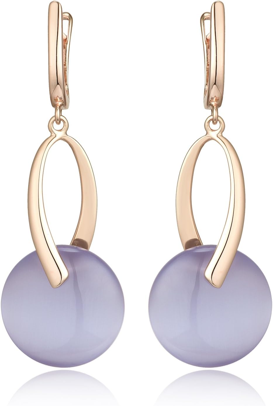 Simulated Cats Eye Sterling Silver Dangle Earrings Long Soft Curves