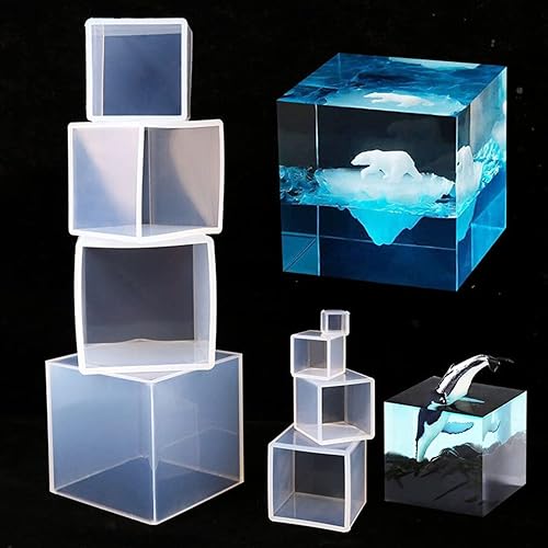 Miniatura 9 de RESINWORLD Moldes grandes de pirámide de silicona transparente para resina + juego de 4, 3, 2, 1.5, 1, 0.5 moldes de cubo de silicona transparente