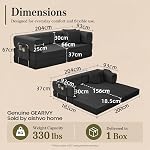 GEARIVY Canapé lit convertible Corduroy Couch Bed 4-in-1 DIY Canapé modulaire combiné pliez la taille du roi Sommeil Sol Cama Lounge Couch pour le salon (Noir, 204CM)