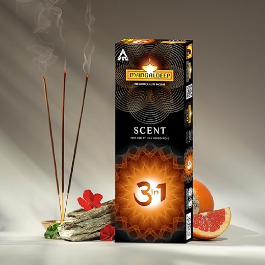Mangaldeep Scent 3 in 1 - with 3 Perfume Fragrances - Charcoal Free (213gm)