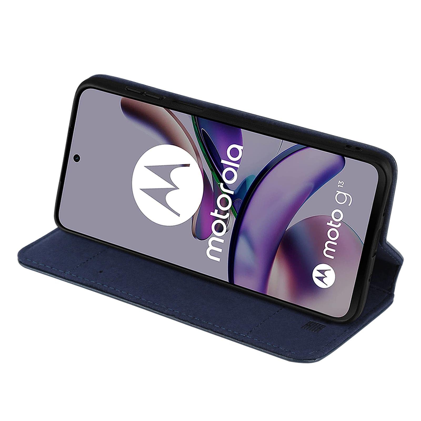32nd Lederhülle Für Motorola Moto G13 & G23 – Mit RFID-Schutz, Magnetverschluss Und Standfuß