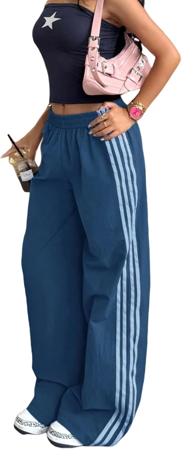 ZAFUL Womens Straight Leg Sweatpants Drawstring Elastic Track Pants Baggy Sweatpants with Pockets