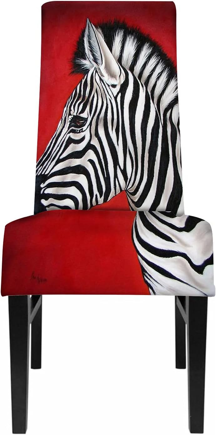 WONDERTIFY Zebra Chair Covers for Dining Room African Black
