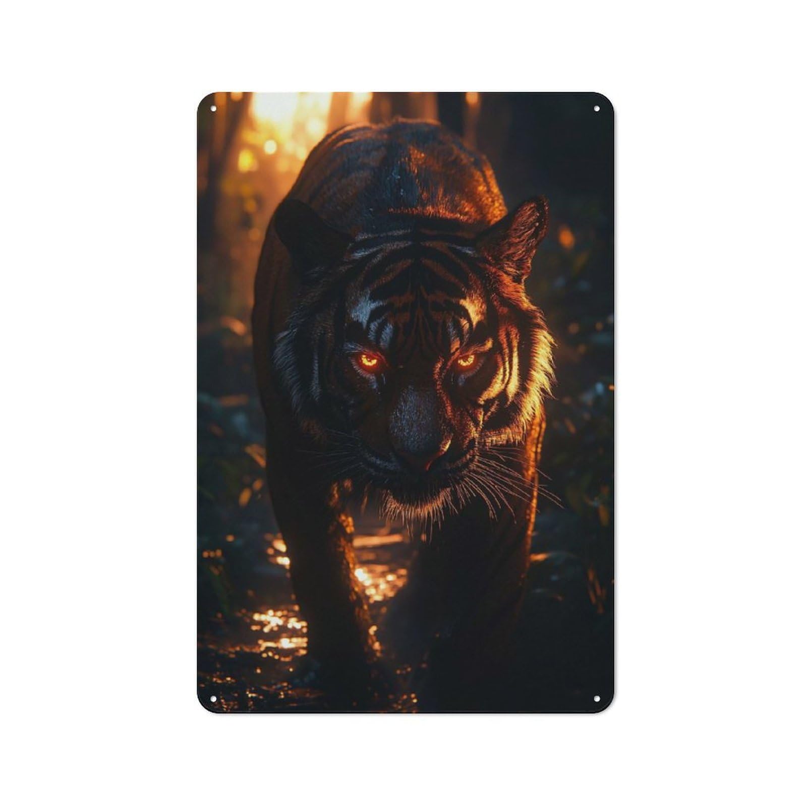 Junmoney Style-3 Garage Style Glowing Tiger In The Jungle Retro Metal Sign 30X20cm, Workshop Wall Decor For Tool Room, Garage, Studio Or Home Bar