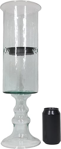 Miniatura 5 de Ebros Gift Portavelas de cristal cilíndrico acanalado grueso y contemporáneo en soporte de pedestal con plato de metal de 4.5 pulgadas, portavelas