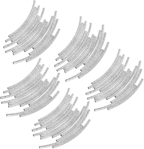 Miniatura 8 de EXCEART Cuentas espaciadoras de tubo curvado para hacer joyas, 200 unidades de cobre plateado de 1.37 pulgadas de largo, ideal para collares y