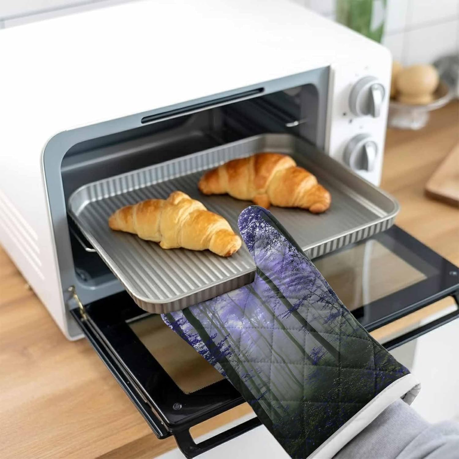 耐熱ミトン おーぶんみとん オーブン ミトン&middot;鍋敷2点セット 自然 森 風景 草 現実 植物 葉っぱ 景観 ぼやけます オーブングロ